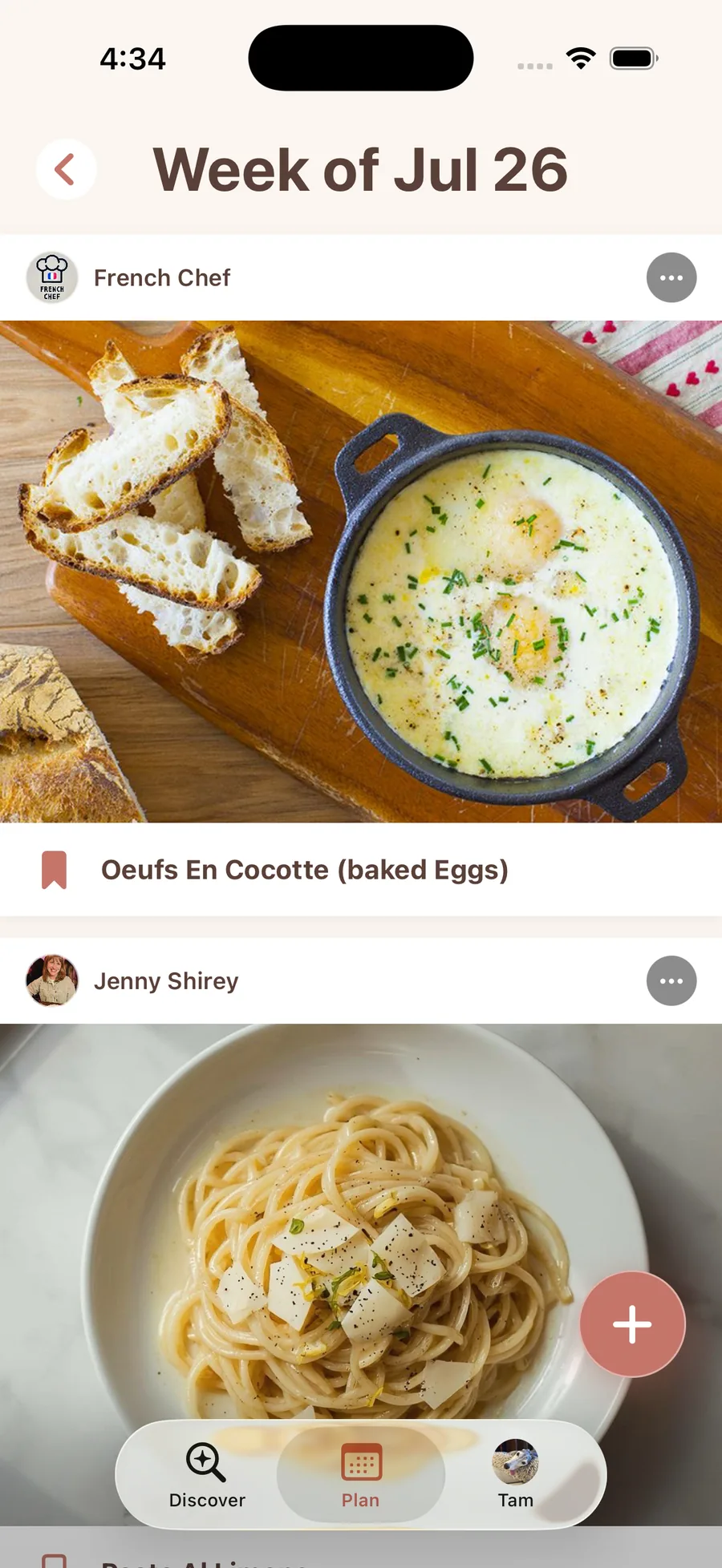 Weekly meal plan in the WeeChef meal planning app