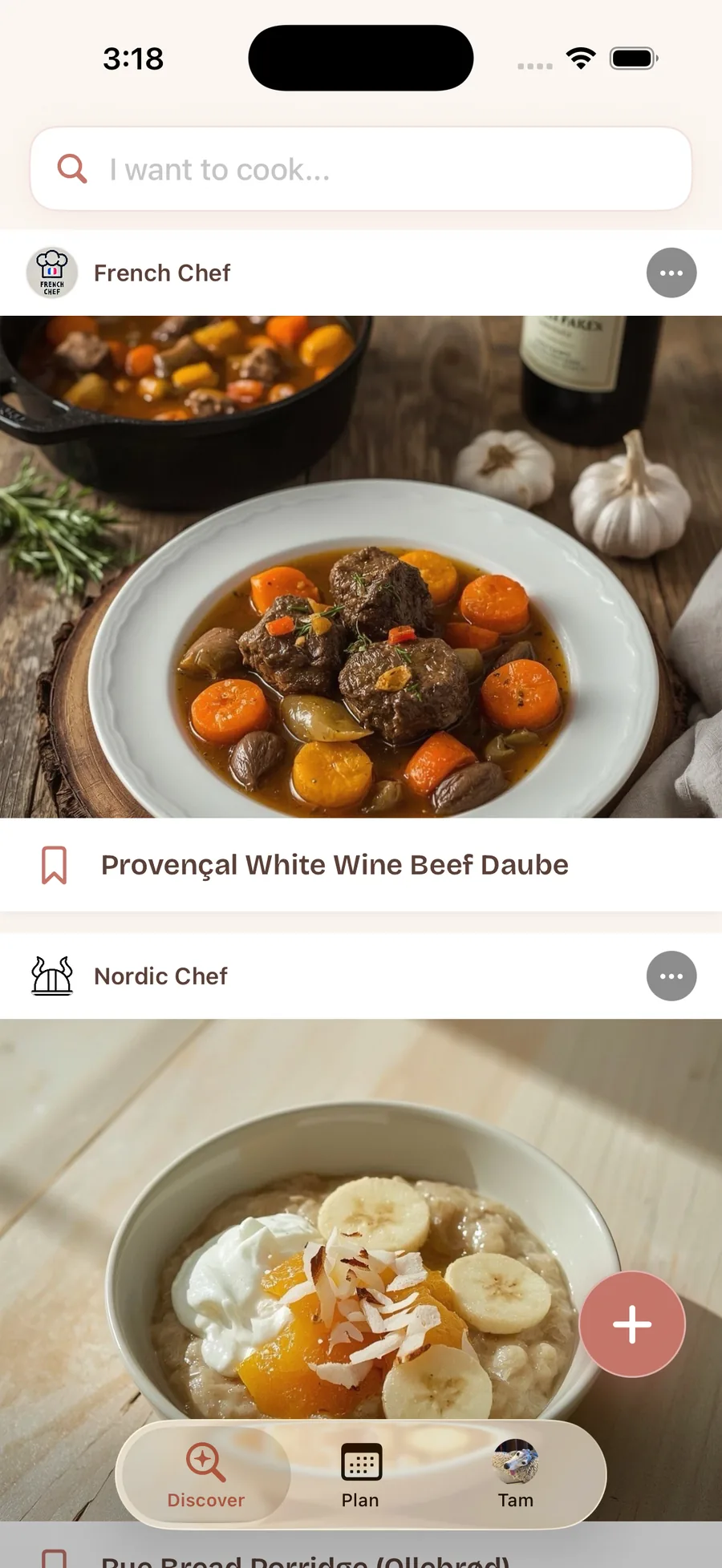Search and discover recipes in the WeeChef recipe keeper app