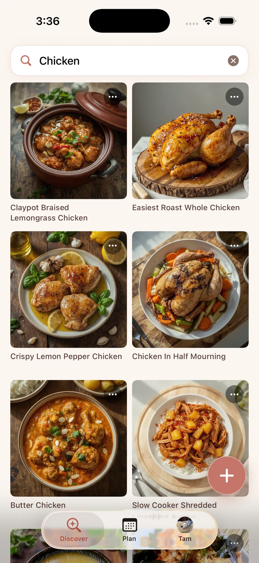 Search results for chicken recipes in the WeeChef recipe organizer